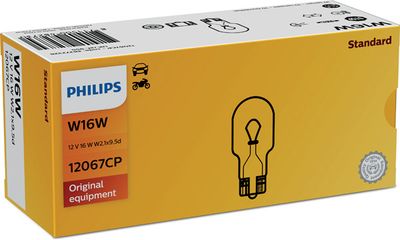 PHILIPS 12067CP Lampadina indicatore direzione 12V 16W, W16W, Lampada con attacco di vetro