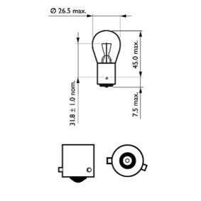 PHILIPS 12088CP Lampadina, Luce stop / Luce posteriore PR21W, Lampadina a sfera, 12V 21W