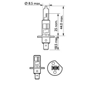 PHILIPS 12258PRC1 Lampadina, faro di profondità H1 12V 55W3200K Alogeno Vision