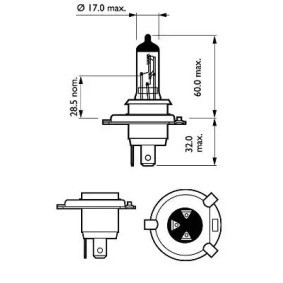 PHILIPS LongLife EcoVision 12342LLECOC1 Lampadina, faro di profondità H4 12V 60/55W3000K Alogeno