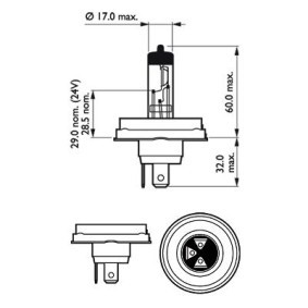 PHILIPS Visio 12475C1 Lampadina, faro di profondità R2 (Bilux) 12V 45/40WAlogeno