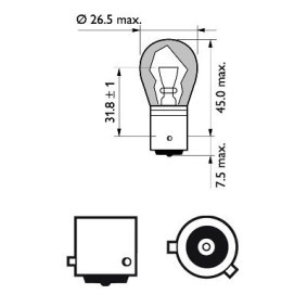 PHILIPS 12496NAB2 Lampadina indicatore direzione giallo 12V 21W, PY21W, Lampadina a sfera
