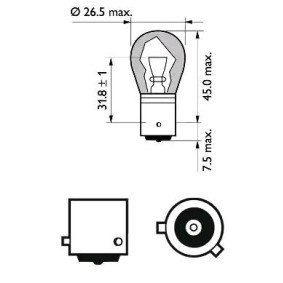 PHILIPS 12496NACP Lampadina indicatore direzione giallo 12V 21W, PY21W, Lampadina a sfera