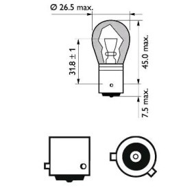 PHILIPS SilverVision 12496SVB2 Lampadina indicatore direzione argento 12V 21W, PY21W, Lampadina a sfera