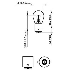 PHILIPS 12498CP Lampadina, retronebbia 12V 21W, P21W, Lampadina a sfera