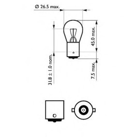 PHILIPS LongLife EcoVision 12498LLECOCP Lampadina indicatore direzione 12V 21W, P21W, Lampadina a sfera