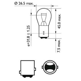 PHILIPS 12499CP Lampadina, Luce stop / Luce posteriore 12V 21/5W, P21/5W, Lampadina a sfera
