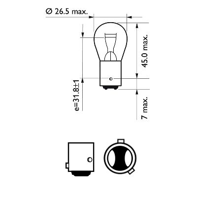 PHILIPS 12594CP Lampadina, Luce stop / Luce posteriore P21/4W, Lampadina a sfera, 12V 21/4W