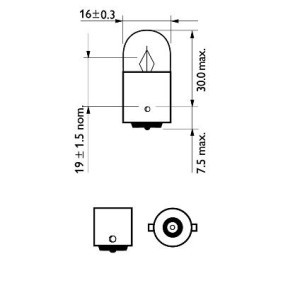 PHILIPS 12821B2 Lampadina indicatore direzione 12V 5W, R5W, Lampadina a sfera