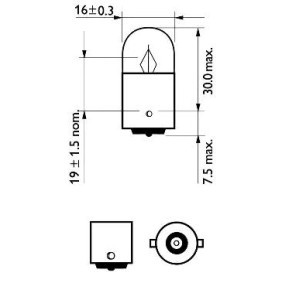 PHILIPS 12821CP Lampadina indicatore direzione 12V 5W, R5W, Lampadina a sfera