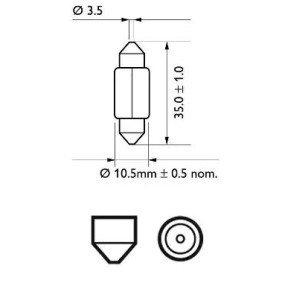 PHILIPS 12844B2 Lampadina, Luce targa 12V 5W, C5W, Lampada tubolare a filamento rettilineo,