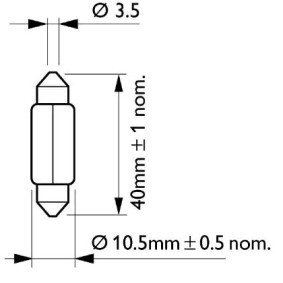 PHILIPS 12866CP Lampadina, Luce abitacolo 12V 10W, Lampada tubolare a filamento rettilineo, T10,5x43