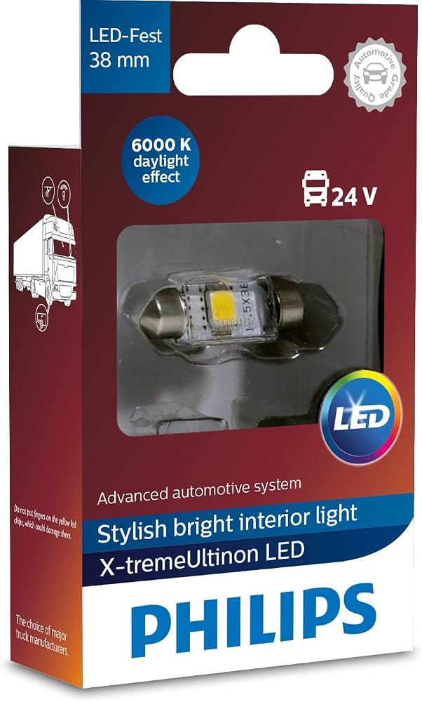 Philips 249446000KX1 Lampada da 24V 10,5x38 X-tremeVision LED 6 000 K