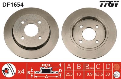 Dischi freno posteriore Ford Focus t.t /SW con ABS 1982 1986