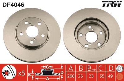 Dischi freno anteriore Toyota corona saloon 1997 2003