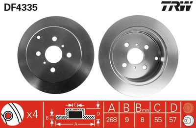 Dischi freno posteriore Toyota matrix 2001 2004