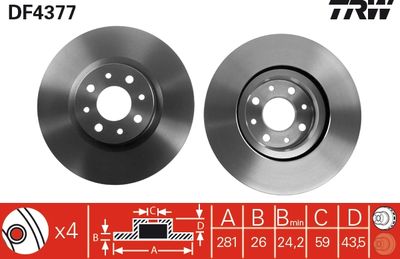 Dischi freno anteriore Alfa Romeo mito/bravo/stilo/delta II 2008 ->