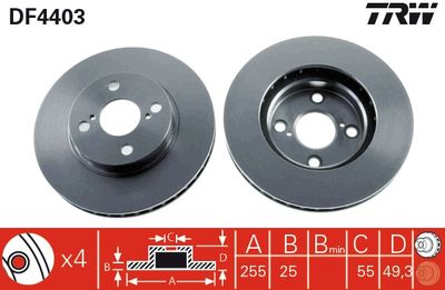 Dischi freno anteriore Toyota corolla hatchback 2000 2002