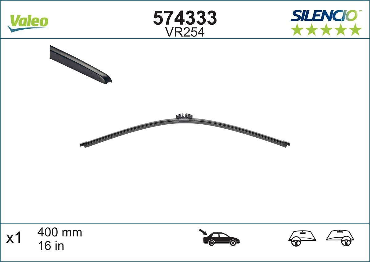 VALEO SILENCIO X.TRM SILENCIO REAR 574333 Tergicristallo posteriore 400 mm, Senza telaio