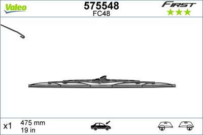 Tergicristalli VALEO FIRST 575548 475 mm, Standard, Fissaggio a gancio