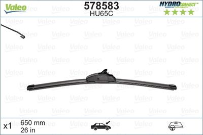 Tergicristalli VALEO HYDROCONNECT 578583 650 mm anteriore, Senza telaio, Fissaggio a gancio