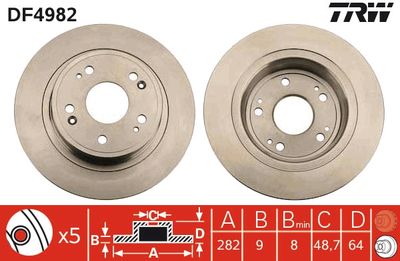 Disco freno posteriore, 282x9 mm, pieno, verniciato