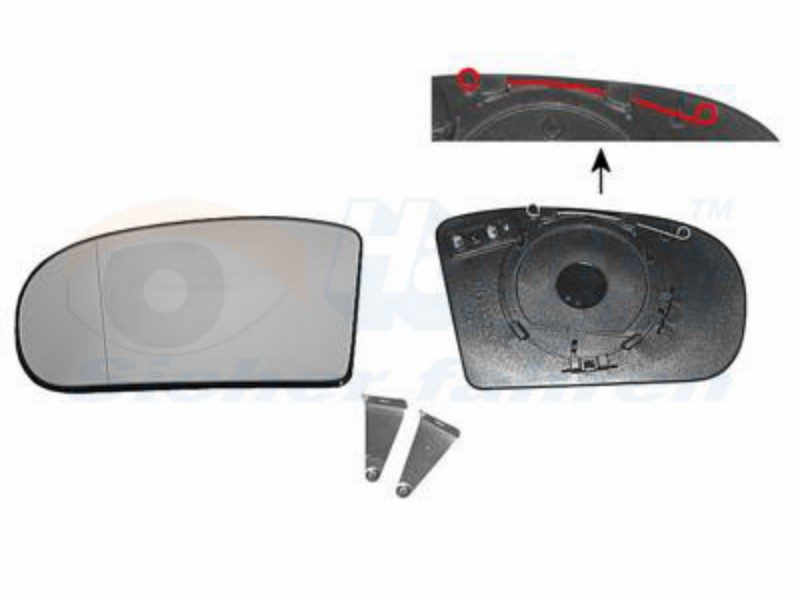 Piastra specchio sinistra asferica-termica cromata Mercedes - c class (W203) - mod. 03/00 - 02/04 OE A2038100121