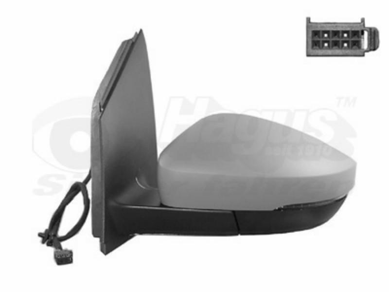 Retrovisore sinistro elettrico-termico con primer-con fanale-asferico/cromato-connettore RETTANGOLARE-10H6P mod. 11/09 > Volkswagen - Polo - mod. 09/09 - 05/14 OE 6R1857507