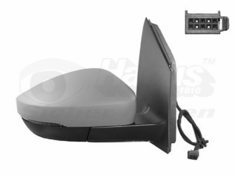 Retrovisore destro elettrico-termico-con primer-con fanale-convesso/cromato-connettore RETTANGOLARE-10H6P mod. 12/09 > Volkswagen - Polo - mod. 09/09 - 05/14 OE 6R1857508K