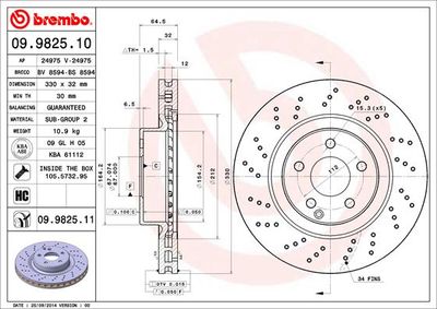 Brembo 09.9825.10 / discofreno prime line
