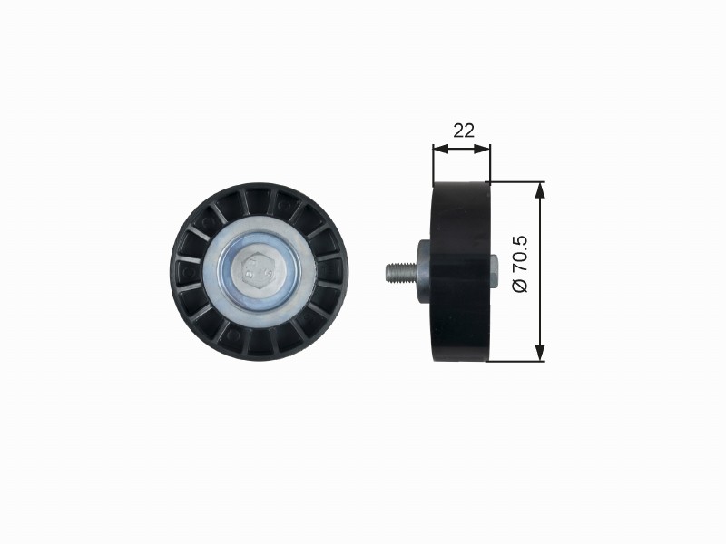 Idler/guide pulley, V-ribbed belt