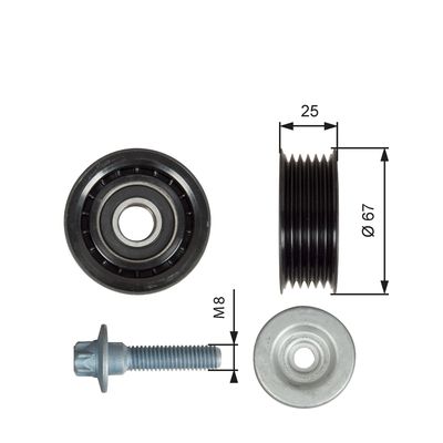 Idler/guide pulley, V-ribbed belt