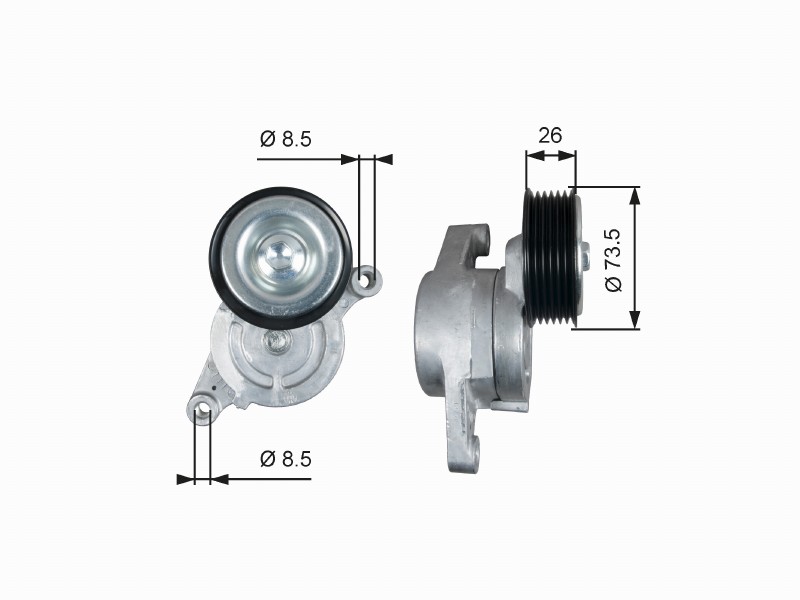 Idler/guide pulley, V-ribbed belt