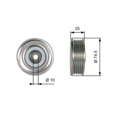 Idler/guide pulley, V-ribbed belt