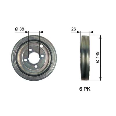 GATES TVD1104 / Puleggia cinghia, Albero a gomiti DriveAlign®