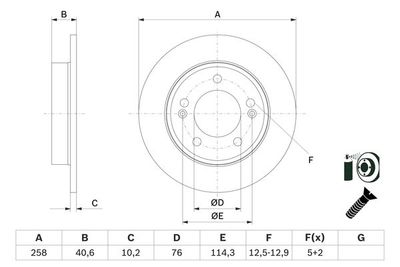 Disco freno, 258x10 mm, pieno, con viti, rivestito
