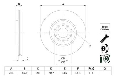 Disco freno ant.vent.321,00mm Opel insigna b 2017>
