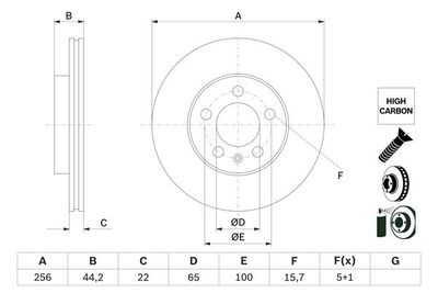 Disco freno vent.256,00mm Audi A1/VW Polo VI 2019>