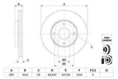 Disco freno ant.vent.262,0mm Ford Fiesta VII