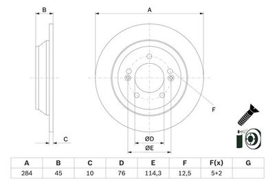 Disco freno posteriore, 284x10 mm, pieno, con viti, rivestito