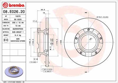 Brembo 08.E026.20 / discofreno prime line