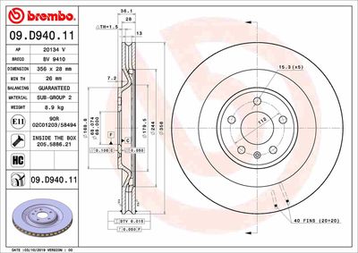 Brembo 09.D940.11 / discofreno prime line - UV coated