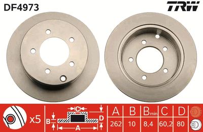 Disco freno, 262x10 mm, pieno, verniciato