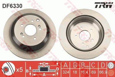 Disco freno, 324x18 mm, ventilato, verniciato