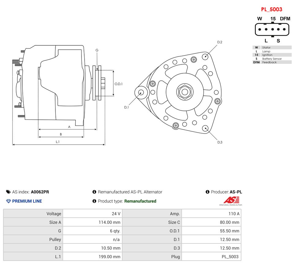 Remanufactured alternator