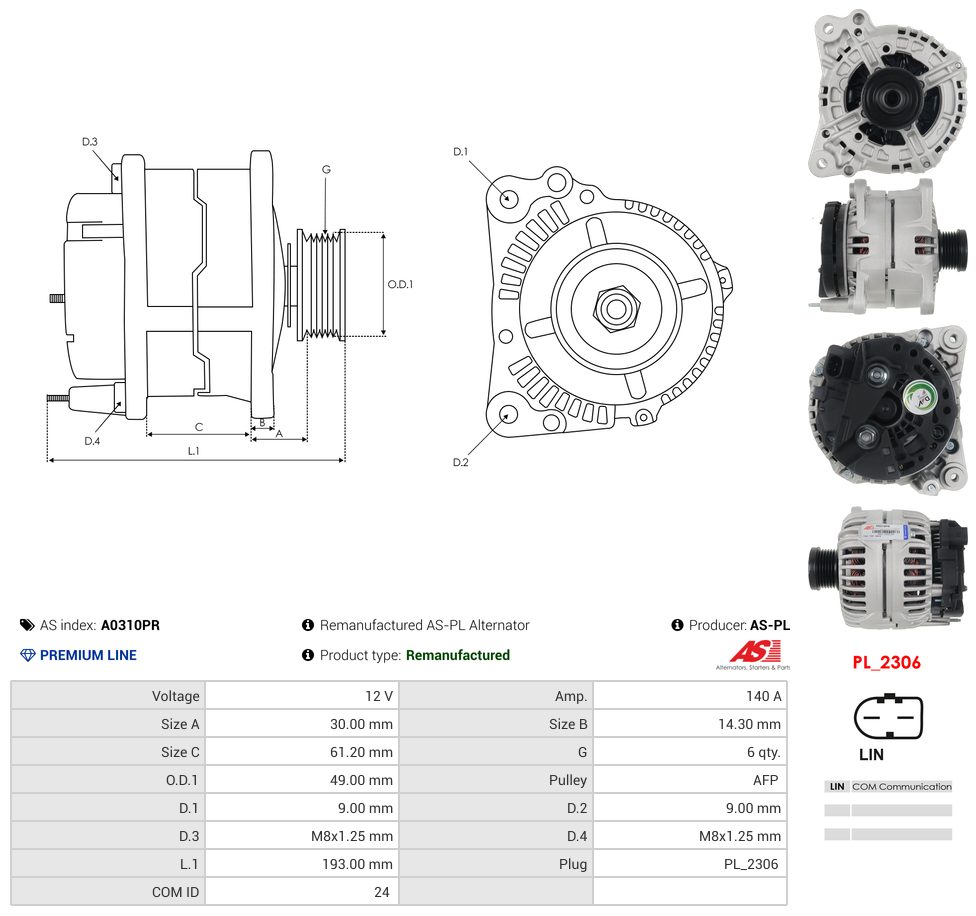 Remanufactured alternator