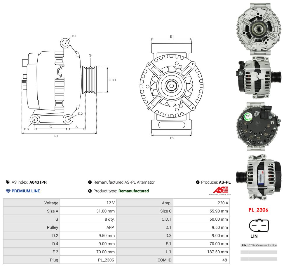 Remanufactured alternator