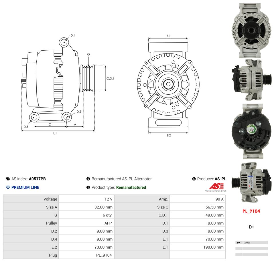 Remanufactured alternator