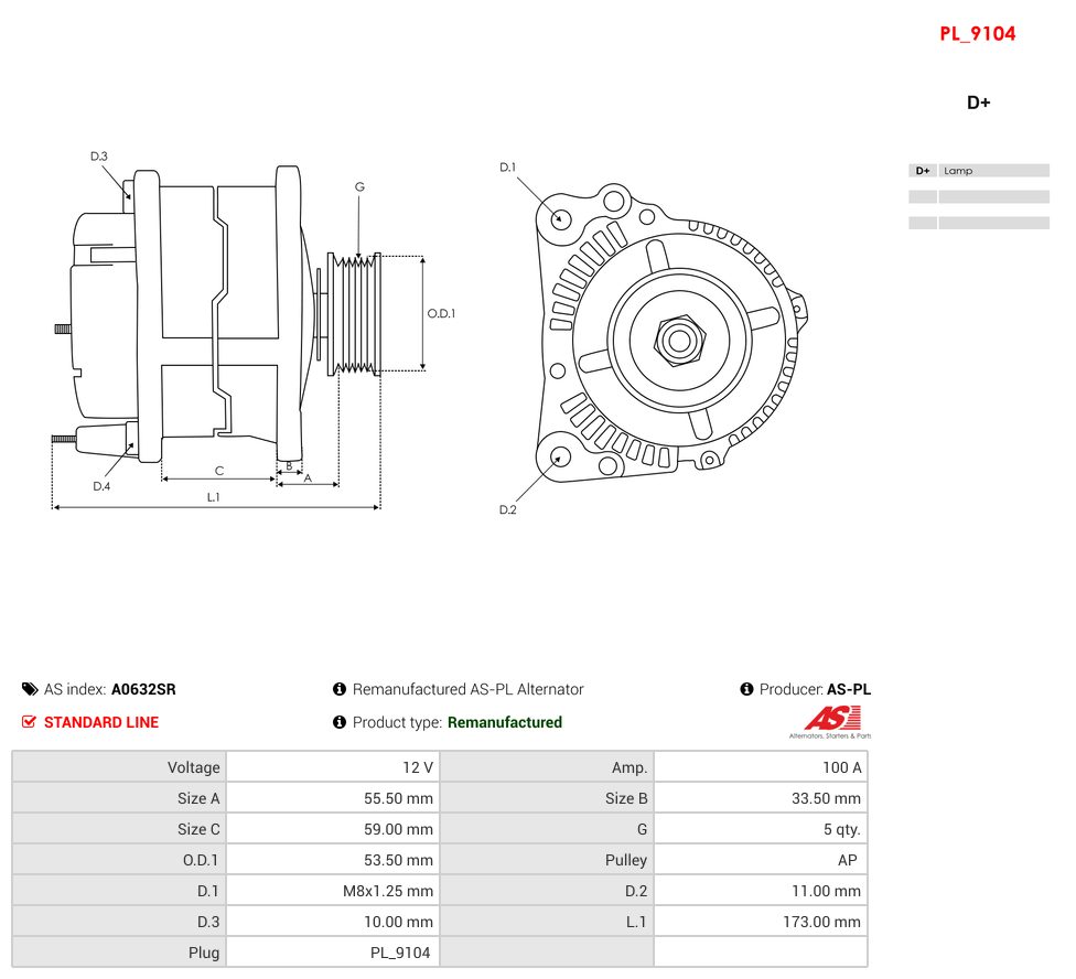 Remanufactured alternator