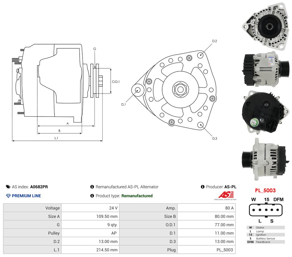 Remanufactured alternator